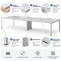 Table de réunion moderne, table de conférence de bureau avec plateau en bois durable et structure en métal pour salle de conférence de bureau d'entreprise