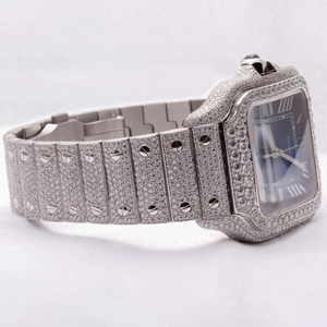 Reloj de Pulsera Premium con Bisel con Incrustaciones de Diamantes Moissanite, Esfera Negra, Fecha, Correa de Silicona, Estilo Ejecutivo, Proveedor Indio - Product Image 2