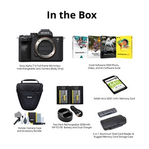 Full-Frame Mirrorless Interchangeable Lens <b>Camera</b> Body Bundle <b>Battery</b> Dual Charger Case Software Suite Memory Card-Video Cameras - Product Image 4