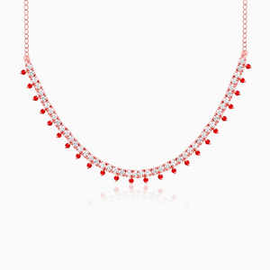 Collar de corazón apasionado de oro rosa Cadena de eslabones de aleación de acero inoxidable de moda Chapado en oro con perla de diamante Cristiano - Product Image 2