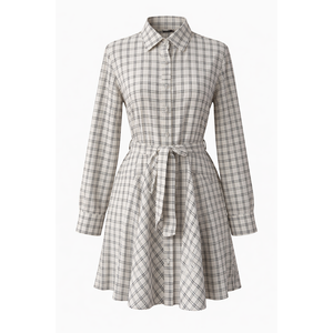 Vestido Camisero Corto de Lino y Algodón con Estampado Sólido, Estilo Swing, Hasta la Rodilla, Tallas XS a Plus Size, Casual, Transpirable, para el Día a Día y Fiestas - ODM - Product Image 3