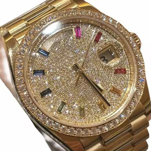 Montre en diamant Moissanite de qualité supérieure pour hommes Montre bling entièrement glacée avec bracelet en acier inoxydable et design Hip Hop de luxe - Product Image 2