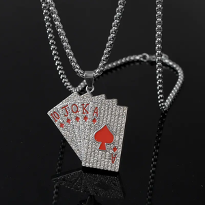 Lujo Flush Poker Card Pendant Gold & 925 Silver HipHop Moissanite Diamond Jewelry - Product Image 5