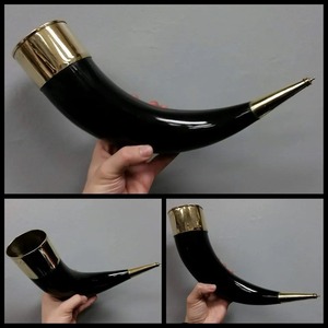 Polished <b>Viking</b> Ceramic Drinking Horn Traditional Animal Style with Stand Carved Faizacrat <b>Cups</b> Natural Crafts - Product Image 2