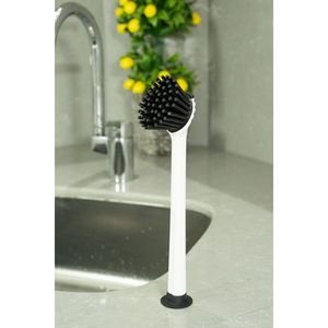 Vente en gros 2025 Nouveau design en silicone pour le nettoyage de la vaisselle de l'évier Brosse de comptoir en plastique Ventouse pour la cuisine Salle de bain - Product Image 1