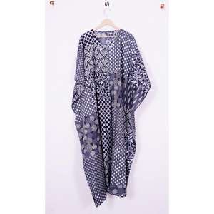 Cotton Printed Sweet Mini Kaftan Dress Free Size Summer Floral Hand <b>Block</b> <b>Print</b> Long Sleeve Bodycon Breathable - Product Image 6