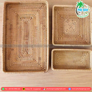 PRODUIT TOP fait à la main 100% plateau en rotin vietnamien naturel pour servir et organiser des articles de cuisine et des articles ménagers essentiels - Product Image 2