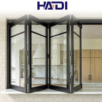 Ventana Plegable Vertical HAIDI Americana con Certificación NFRC de Eficiencia Energética, Ventana Plegable de Aluminio Impermeable con Doble Vidrio