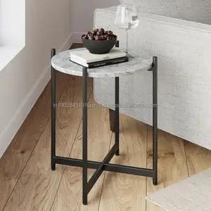 Listo Stock Sofá Lado Organizar Mesa de mármol de metal Sala de estar Decorativo Amaz Exports Mesa de cliente de lujo a bajo costo