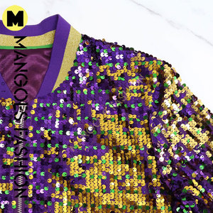 Elegante chaqueta bomber de algodón con frente abierto con lentejuelas Moda-Forward Abrigos y chaquetas de lona Diseño informal con cremallera - Product Image 5