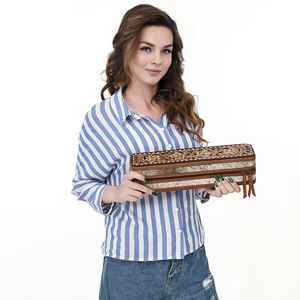 Estuche de almacenamiento de piel de vaca natural Estilo bohemio Organizador de piel de vaca real Caja de seguridad para viajes - Product Image 3