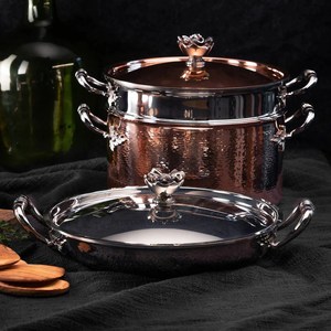 Vente en gros d'aluminium moulé argent brillant poli texture martelée Ruffoni ustensiles de cuisine casseroles ensemble de casseroles - Product Image 1