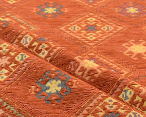 Tissu d'ameublement et textile de maison, Kilim enduit, Tapisserie bohème, Tapis ethnique tribal, sud-ouest, turc, Navajo, marocain, en mètres - Product Image 1