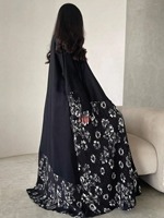 Moyen-Orient vêtements ethniques élégant Abaya femmes musulmanes à manches longues imprimé floral islamique Abayas Kaftans Jilbabs Maxi robes