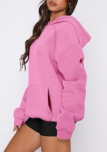 Sudadera de gran tamaño para mujer, Jersey holgado de manga larga con bolsillo de canguro, ropa de calle cuadrada de algodón polar, sudadera al por mayor OEM - Product Image 3