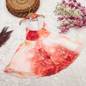 Shoryam ชุดปาร์ตี้แขนกุดพิมพ์ลายดอกพีชแฟชั่นสำหรับเด็กผู้หญิงผ้าไหลนุ่มยาวถึงเข่าใส่ได้ทุกฤดูกาล - Product Image 2