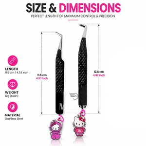 Pinzas para Pestañas Hello Kitty de Acero Inoxidable de Alta Calidad, Punta Curva de Precisión, Agarre Antideslizante, Herramienta de Belleza Personalizable para Pestañas - Product Image 3