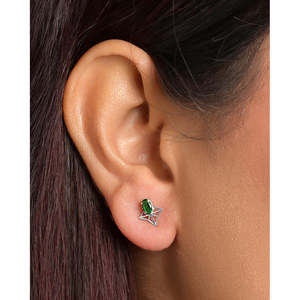 NOVAMART Fine Tosca <b>Silver</b> <b>Stud</b> <b>Earrings</b> with Geometric & Star Pattern Vintage Trendy Style for Wedding Engagement or Anniversar - Product Image 4