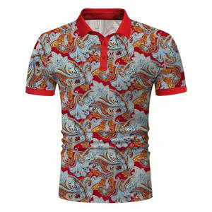 <b>Men's</b> Performance for <b>Shirt</b> | Red Golden Imperial <b>Paisley</b> Digital Print | Breathable Moisture-Wicking Luxury Sport Top Custom - Product Image 2