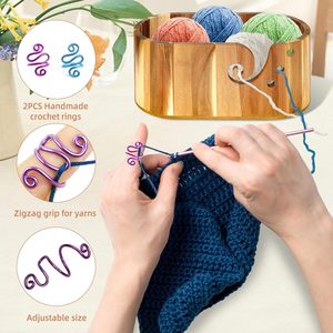 Acacia Wood Large Yarn Bowl for Crocheting and <b>Knitting</b> for Needlework Crafts and Yarn <b>Storage</b> - Product Image 4