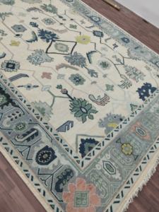 Venta caliente Custom Oushak Design Premium Cut Pile Alfombras de área de mezcla de algodón de lana anudadas a mano de alta calidad 1 pieza abstracta - Product Image 4