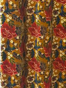 Cortinas de Terciopelo de Algodón Amarillo Mostaza con Estampado Floral, Cortinas Botánicas Vintage, Decoración del Hogar Estilo Cottagecore Retro Chic, Terciopelo Vintage - Product Image 5
