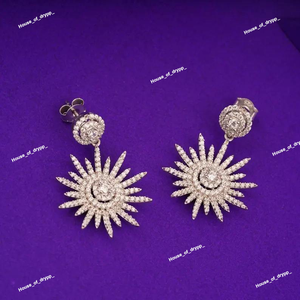 Pendientes de Plata con Diseño de Gota de Sol con Micro Pavé de Moissanita Brillante, Diseño de Pendientes Colgantes Brillantes para Fiestas y Uso Diario - Product Image 2