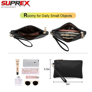 SUPREX Enterprises Custom Womens PU Leather <b>Wristlet</b>/Clutch Bag Large Capacity Office Work Shopping Travel Purse - Product Image 2