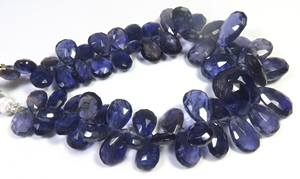 Cuentas de piedras preciosas de pera facetadas de iolita azul, 7 hebras, 9-17mm, cuentas de cordierita azul Natural para creaciones de joyería - Product Image 4