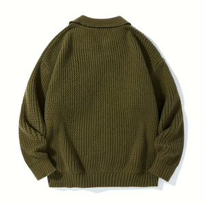 Pull en maille à épaules tombantes et manches longues, pull unisexe asymétrique de couleur unie, col classique pour tenue décontractée 2026 - Product Image 2