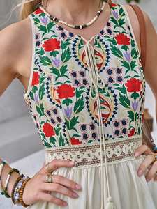 Robe maxi décontractée d'été élégante pour femmes, manches courtes, taille naturelle, tissu tissé 100% coton, lavable, logo personnalisé, machine - Product Image 3