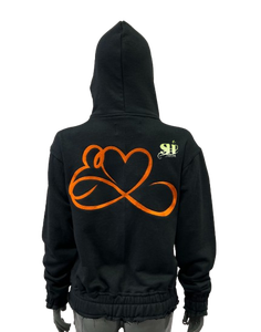 เสื้อฮู้ดแฟชั่นสำหรับผู้หญิงเสื้อฮู้ดเอวลอยแบบตัดเย็บด้วยซิปเฟรนช์เทอร์รี่มีรอยเย็บปักแบบขาดจาก USA - Product Image 4