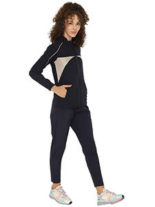 Ensemble de jogging court en velours coupe ajustée en coton écologique pour femmes Veste contour en polaire 2 pièces et survêtements en velours pour l'hiver - Product Image 4
