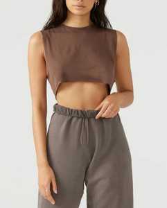 Wholesale Sport Wear <b>Loose</b> Fit 100% Cotton <b>Women</b> Sleeveless Crop Tank <b>Top</b> Latest Athletic <b>Women's</b> Breathable Tank <b>Top</b> <b>for</b> <b>Women</b> - Product Image 6