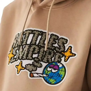 Top Qualité Hommes Bleu Épais Polaire Hoodies Avec Chenille Brodé Logo Hommes Respirant Pull Hoodies - Product Image 4