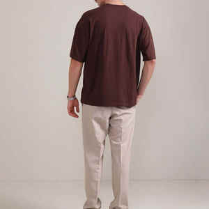 Camiseta con estampado personalizado para hombre, Camiseta de algodón pesado lavada con ácido de gran tamaño lisa en blanco personalizada de calidad para hombre - Product Image 5