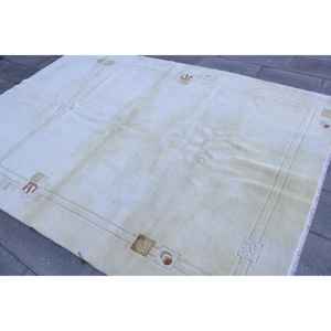 Alfombra Turca Grande, Alfombra Vintage de 6.3x9.4 pies, Alfombra de Lana Blanca - Product Image 2