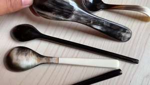 Juego de Cucharas de Cuerno de Búfalo Premium para Servir, Cocinar y Comer, Juego de Cucharas de Cuerno de Búfalo Hechas a Mano, Utensilios de Cocina Sostenibles - Product Image 6
