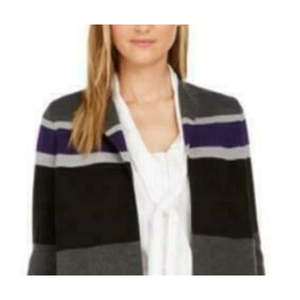 เสื้อคลุมคาร์ดิแกนผู้หญิง Calvin Klein แบบลำลอง ลายทาง ปักลาย ผ้าวูลผสมอะคริลิก สำหรับฤดูหนาว ไซส์พลัส สีเทา ติดกระดุม ไซส์เล็ก - Product Image 2