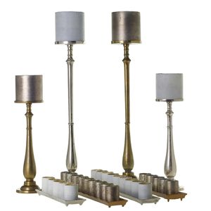 Handmade Aluminum T <b>Light</b> Candle <b>Pillar</b> Set of 4 Latest Finished Modern Design T <b>Light</b> Candle Stand for Christmas Decoration - Product Image 1