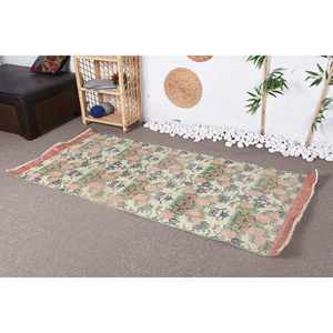 <b>Vintage</b> Beige Floral Turkish <b>Rug</b> Large 3.1 X 6.7ft Wool Fur Rectangular Entryway Area Abstract Pattern for Hallway Living Latex - Product Image 3