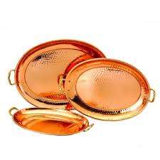 Plateau rond en cuivre avec poignée en laiton Nouveau design Décoration Fantaisie Luxe Meilleure qualité Poignée en laiton Plateau Ustensiles de table - Product Image 4