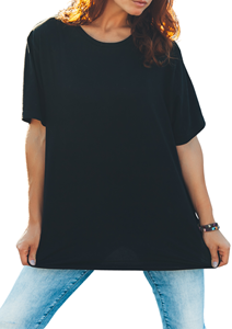 เสื้อยืดคอกลมแขนสั้นสีกรมท่าสำหรับผู้หญิง ผ้าเจอร์ซีย์คอตตอน 100% ระบายอากาศได้ดี สวมใส่สบาย ทรงปกติ สีพื้น รับสั่งทำลายดิจิทัล - Product Image 5