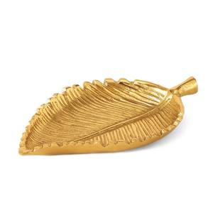 Elegante diseño de hoja de abedul dorado bandeja decorativa para servir plato de Metal en forma de hoja de abedul de lujo para decoración del hogar hecho a mano - Product Image 4