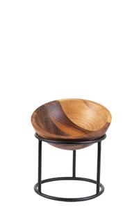 Tazón de Madera Estilo Antiguo con Base de Metal Negro, Regalo Ideal para Inauguración de Casa, Bodas, Fiestas de Buffet y Uso en la Cocina - Product Image 3