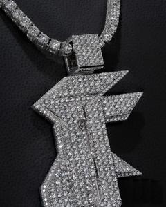 Colgante de Plata de Ley 925 Unisex de Lujo con Moissanita en Oro Rosa, Joyería Hip Hop Completamente Engastada, Diseño Personalizable, Rodio - Product Image 4