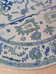 Alfombra de algodón azul de 9 pies hecha a mano, Diseño Artesanal persa Oushak turco Vintage, juego de alfombrillas de Golf de alta calidad - Product Image 4