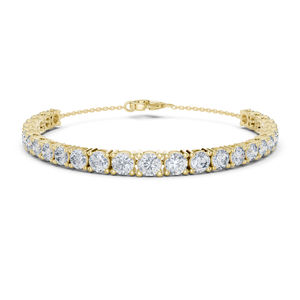 Bracelet de mariée en or jaune 14 carats avec diamant rond de laboratoire pour femmes, cadeau de mariage ou d'anniversaire de luxe certifié, élégant - Product Image 1