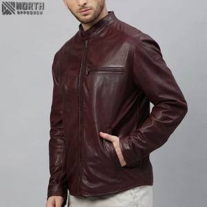 Blouson d'aviateur en cuir véritable unisexe personnalisé avec logo camouflage sur le devant Fermeture à glissière Style moto - Product Image 2