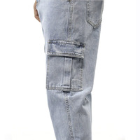 Jeans de Mezclilla de Pierna Recta Cómodos y de Alta Calidad para Hombre, Formales, Desgastados, 100% Algodón, Transpirables, Costura Personalizada